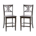 thumbnail image 1 of 2 Piece Counter Stools, X Design Wood Back, Washed Gray, 1 of 4