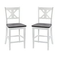 thumbnail image 1 of 2 Piece Counter Stools, X Design Wood Back, Washed White, 1 of 4