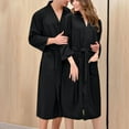 thumbnail image 1 of 2 Piece Couple Waffles Robes Mens Womens Soft Knit Nightgown Couples Shower Bathrobe Long Spa Homewear Black M, 1 of 2