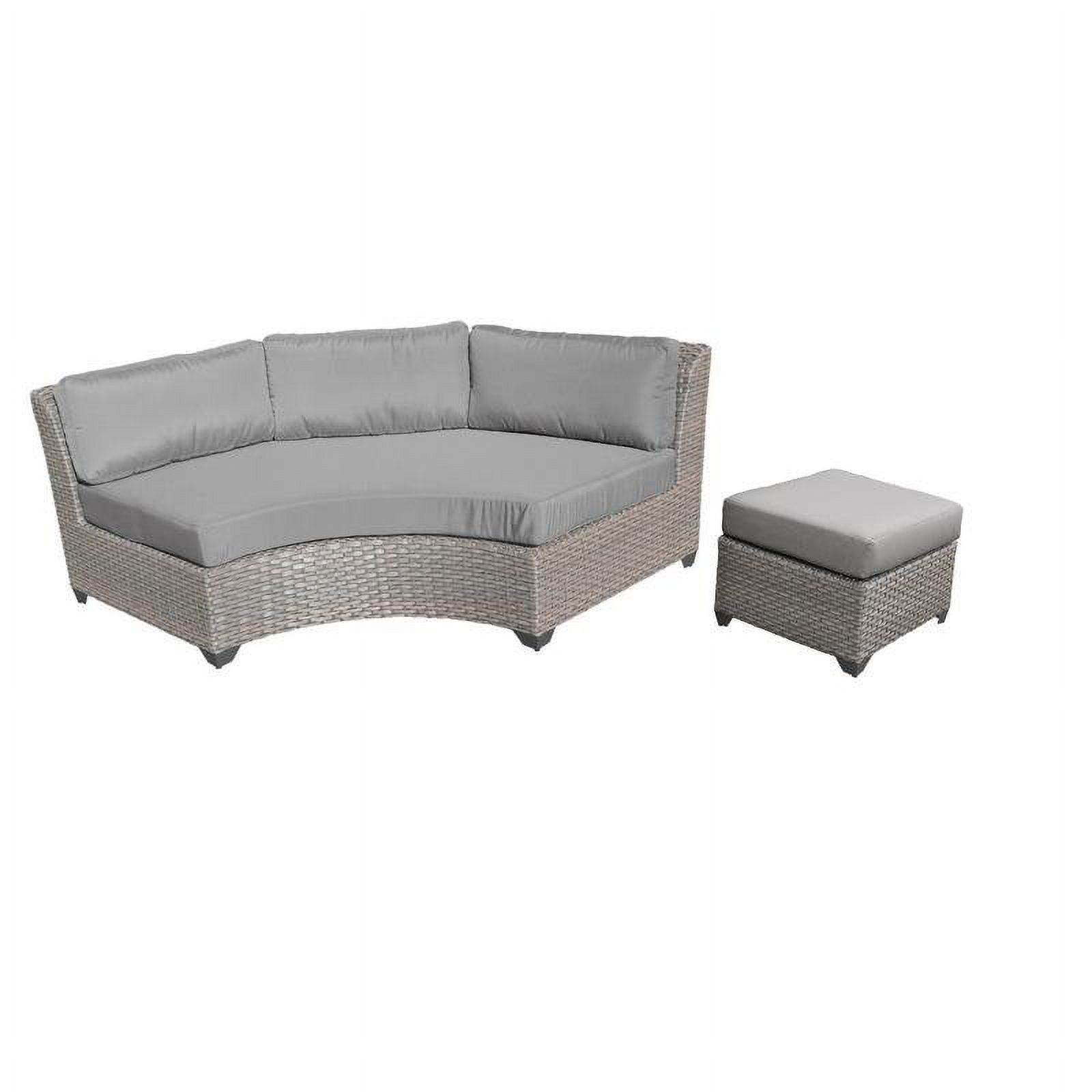 2 Piece Curved Armless Patio Sofa with Ottoman