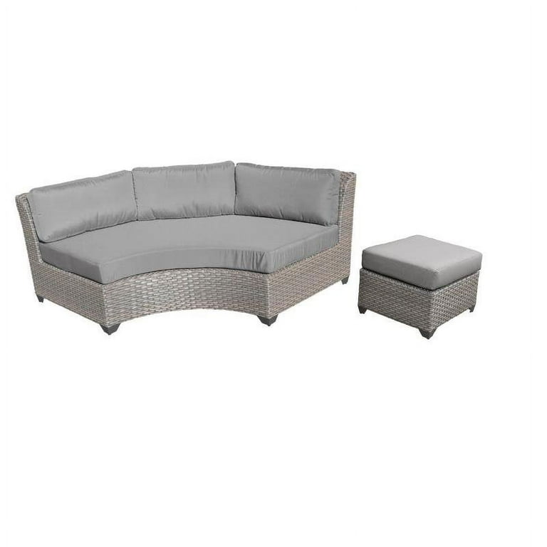 2 Piece Curved Armless Patio Sofa with Ottoman