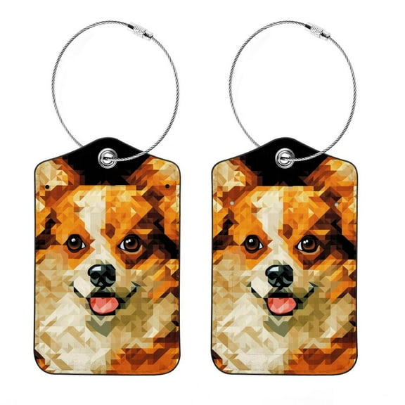 2 Piece Cute Dog Luggage Tag for Suitcase Identifiers Privacy Name Address Label Card Tags with Stainless Steel Loop Women Men