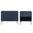 thumbnail image 1 of 2-Piece DUMBO Standard 3-Drawer Dresser and DUMBO 1.0 Nightstand in Blue, 1 of 6
