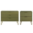 thumbnail image 1 of 2-Piece DUMBO Standard 3-Drawer Dresser and DUMBO 2.0 Nightstand in Olive Green, 1 of 6