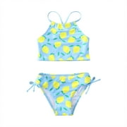 2PCS Daisy Beach Sport Tankini Girls Swimsuit Swimwear Halter Outfits Girls Swimwear Trendy Beachwear