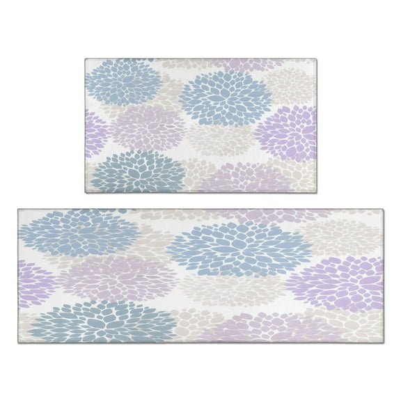 2 Piece Dalia Flowers Rug Kitchen Rug Set, Decor Kitchen Rugs, Absorbent Non-Slip Washable Floor Mats, Home Indoor Runner Rugs 17"x47"+17"x30"