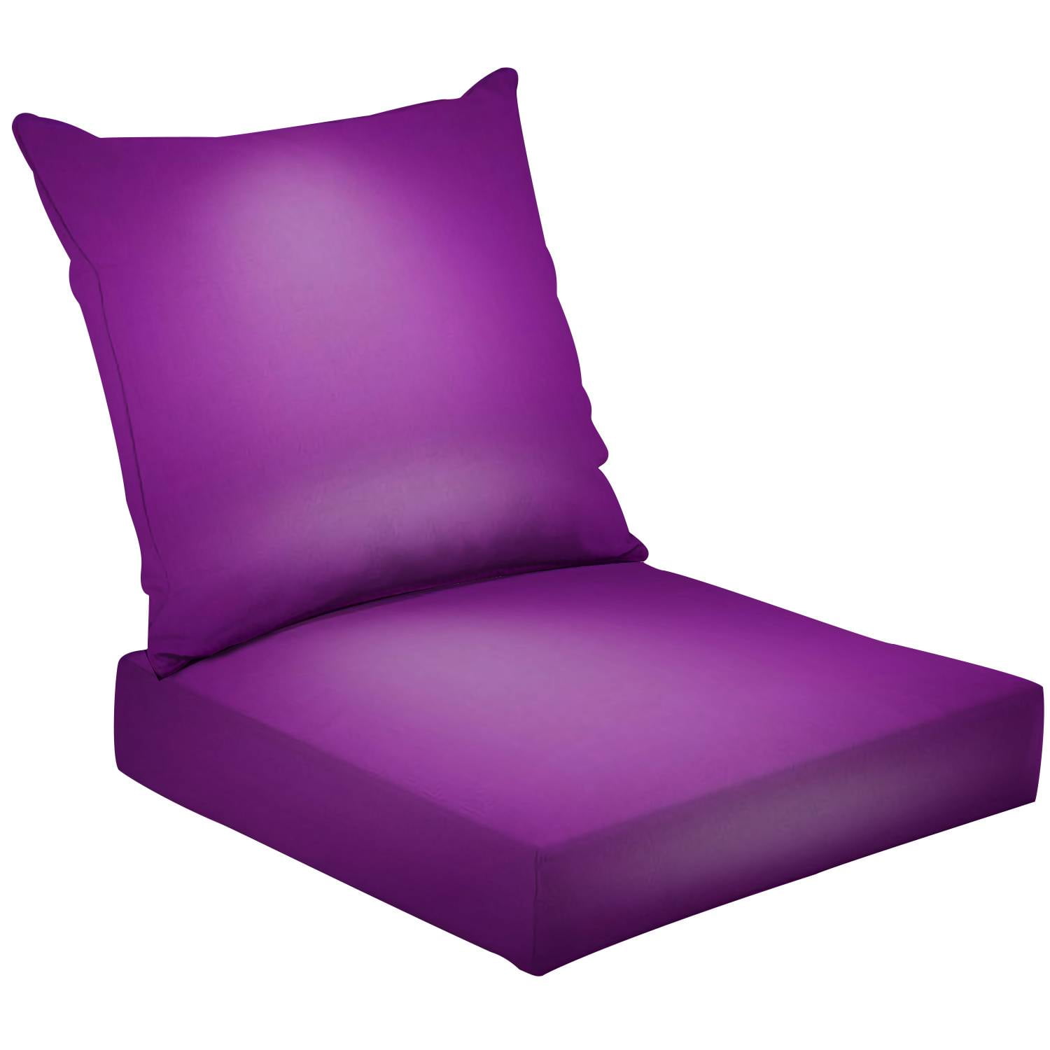 2 Piece Deep Seating Cushion Set Purple Outdoor Patio Solid Rectangle Walmart