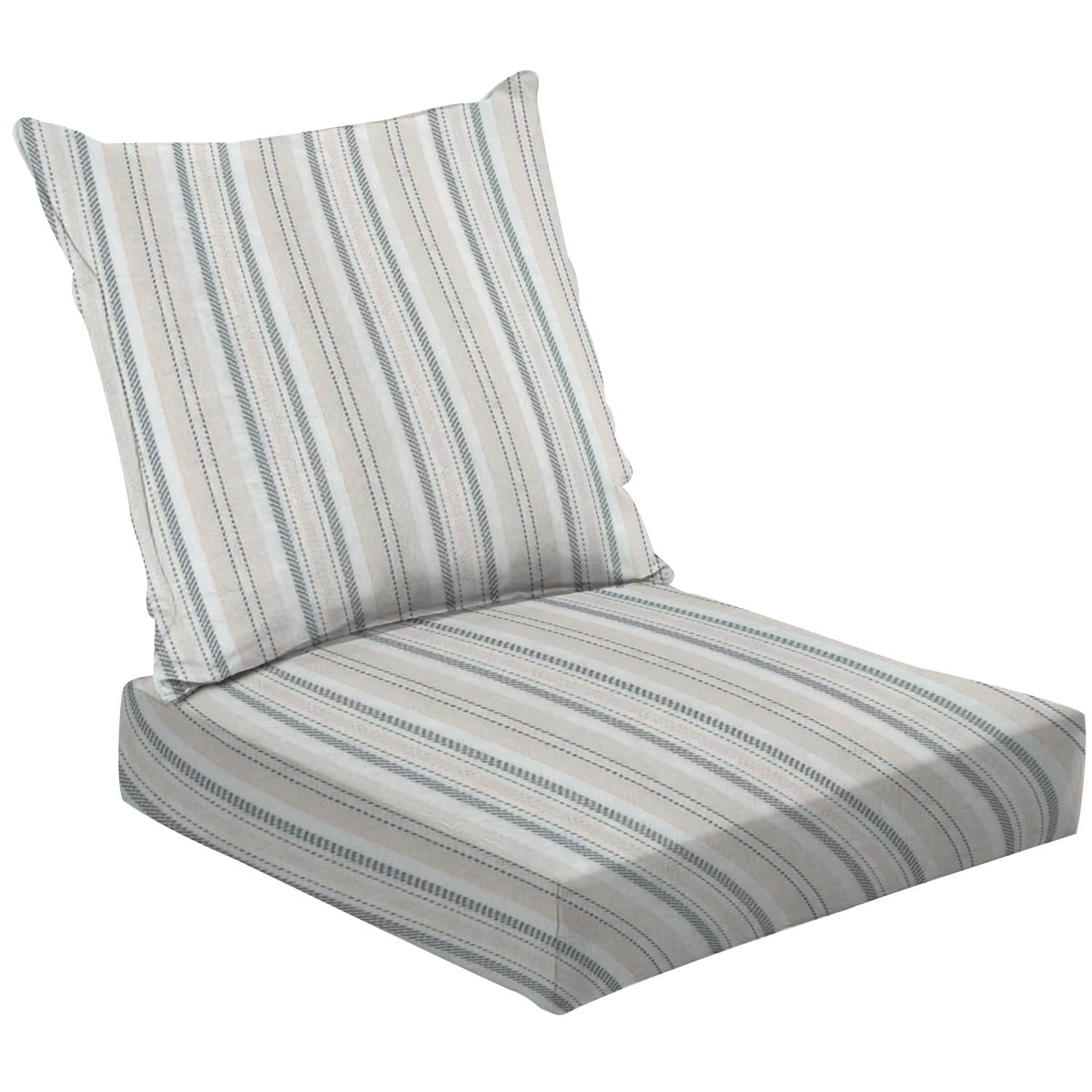 2 Piece Deep Seating Cushion Set Seamless french farmhouse stripe Provence blue white linen woven Outdoor Chair Solid Rectangle Patio Cushion Set Walmart