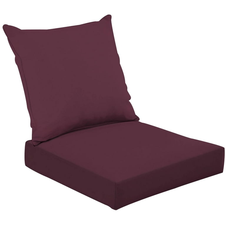 2 Piece Deep Seating Cushion Set seamless plain reddish purple solid color also call plum color Outdoor Chair Solid Rectangle Patio Cushion Set Walmart