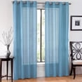 thumbnail image 1 of 2 Piece Delux High Woven Thread Window Sheer Curtains Grommet Panels 54" X 63" Total 108" X 63" Inch Length for Kitchen,Bedroom/Living Room Color: Blue, 1 of 1