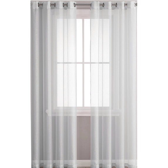 2 Piece Delux High Woven Thread Window Sheer Curtains Grommet Panels 54" X 84" Total 108" X 84" Inch Length for Kitchen,Bedroom/Living Room Color: Light Grey