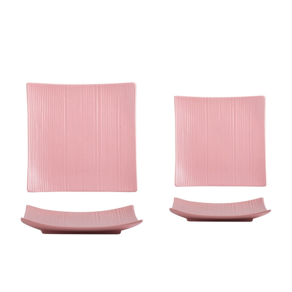 2 Piece Dinner Plates 8inch Ceramic Square Sushi Dishes for Salad Steak Pasta and Appetizer