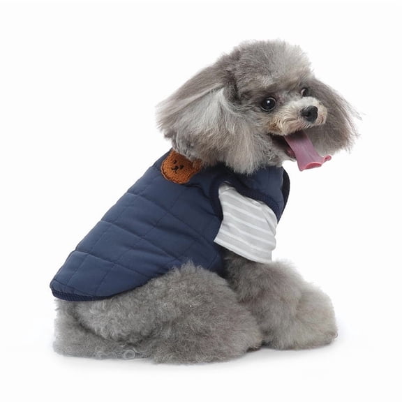 2-Piece Dog Coat Set, Outer Jacket & Inner Layer, Gingham Check Snap Front Closure, Warm & Lightweight Combo for Small Medium Dogs blue M 6.6-8.8 lbs