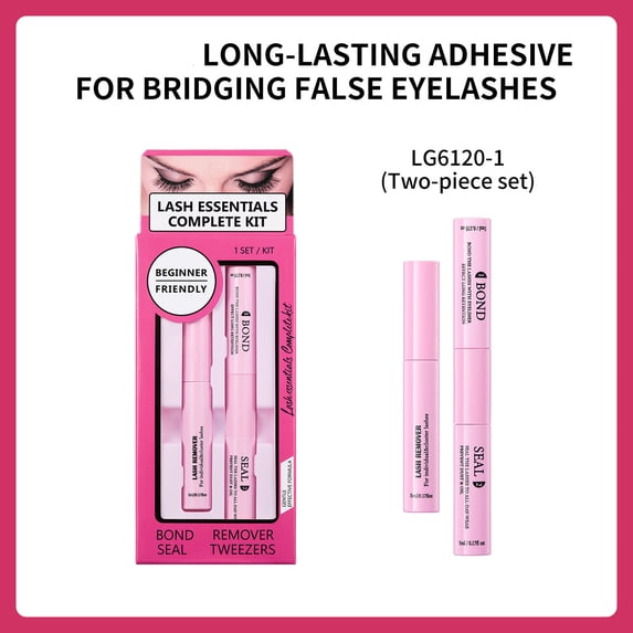 2‑Piece Double‑Ended False Eyelash Bond & Seal Set, Quick‑Drying Strong Hold Eyelash Adhesive, Waterproof Smudge‑Proof Lash Sealant for Cluster Lashes, Beginner Friendly