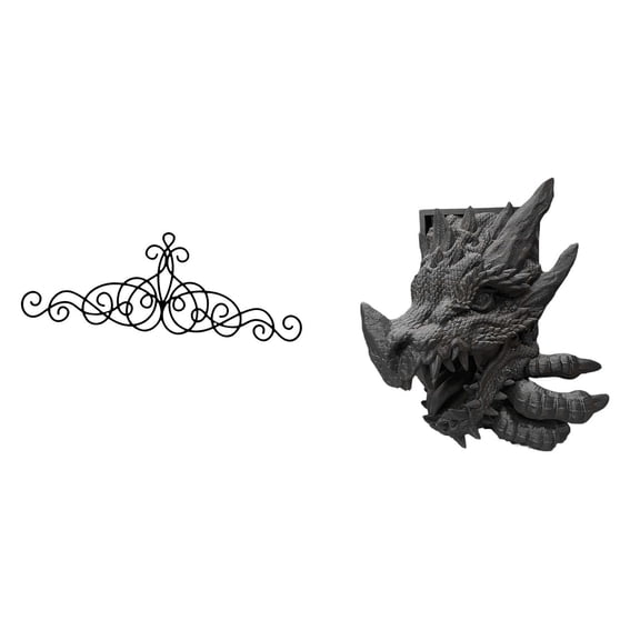 2 Piece Dragon Bookend Wall Art Scroll Plaque Sturdy Metal Resin Construction for Living Room Bookshelf Home Office