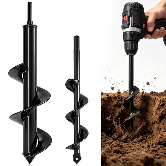 2 Pack Auger Drill Bit for Planting, 3.15 Inch Garden Spiral Garden Hole Digger Bit, Rustproof Earth Auger Bit for Cordless Drill, Bulb Seedling Flower Soil Digging Tool