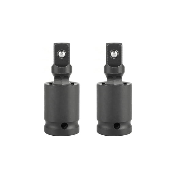 2-Piece Drive Universal Joint Swivel Socket Adapter Set, Impact Grade Black Chrome Vanadium Steel Extension with 360 Degree Rotation