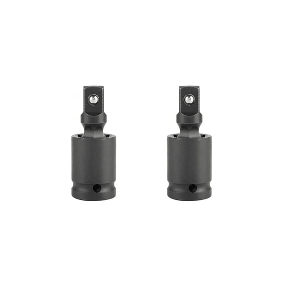 2-Piece Drive Universal Joint Swivel Socket Adapter Set, Impact Grade Black Chrome Vanadium Steel Extension with 360 Degree Rotation