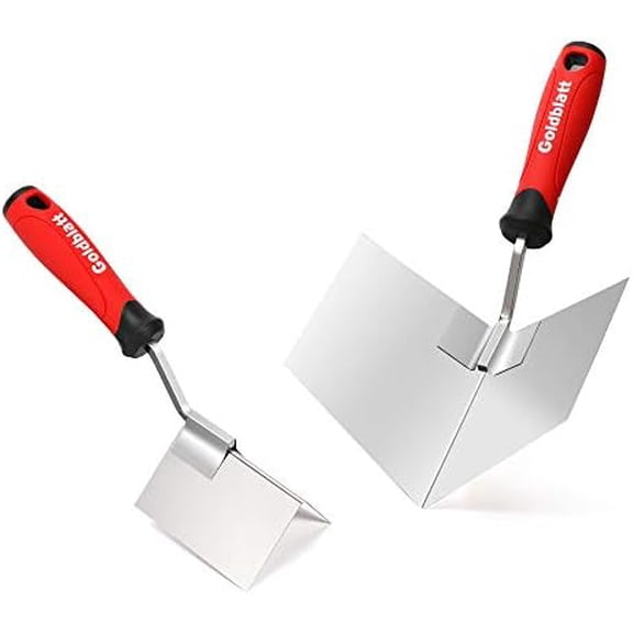 2 Piece Drywall Corner Tool Set, 5'' Outside Corner Knife & 3-1/2'' Inside Corner Knife, with Soft Grip Handle - Stainless Steel Sheetrock External Corner Trowel & Internal Corner Trowel