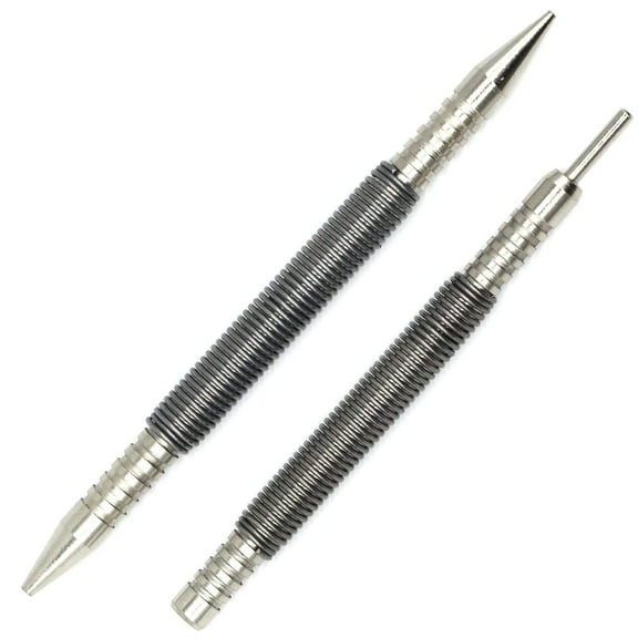 2-Piece Dual Head Nail Setter and Hinge Pin Punch Set, Hammerless 1/32″& 1/16″Spring Nail Set, 5000 PSI Striking Force Door Pin Removal Tool