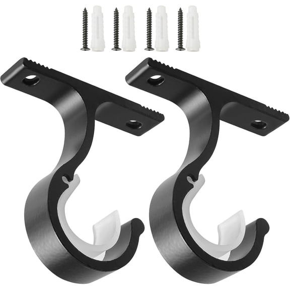 2 Piece Dual Purpose Curtain Rod Bracket Ceiling Wall Mount 1 Inch Holder