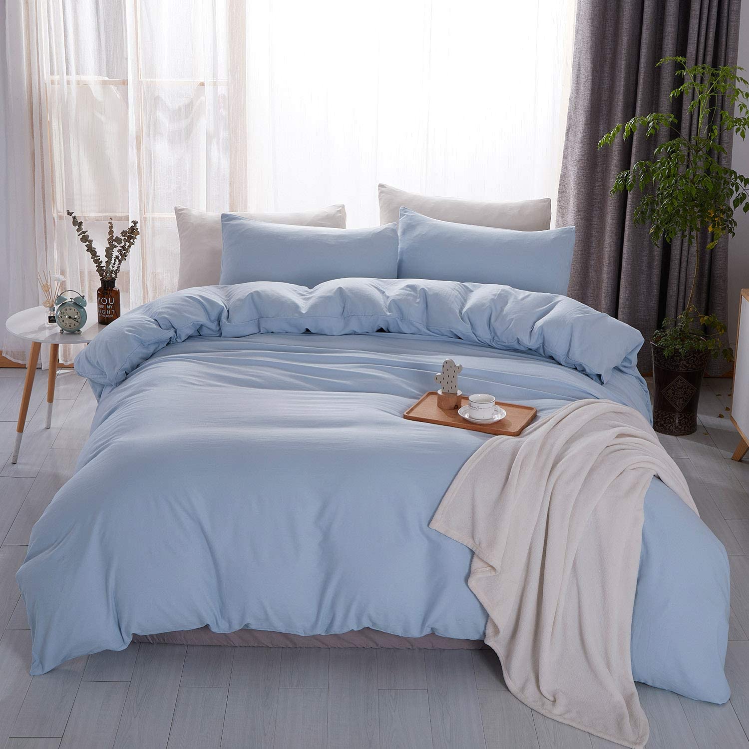 2 Piece Duvet Cover Set - Premium Ultra-Soft - Easy Care, Wrinkle Resistant (Twin,Blue)