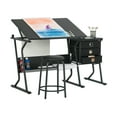 thumbnail image 1 of Studio Designs 2 Piece Eclipse Ultra Center/Drawing Table with Angle Adjustable Top, Storage Drawers and Stool Black, 1 of 10