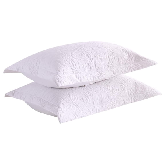 2-Piece Embroidered Pillow Shams, King Decorative Microfiber Pillow Covers Set, King Size (White)