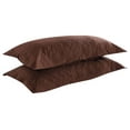 thumbnail image 1 of 2-Piece Embroidered Pillow Shams, King Decorative Microfiber Pillow Shams Set, King Size (Brown), 1 of 6