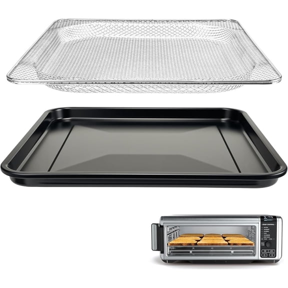 2-Piece Enamel Baking Pan & Steel Wire Rack for Ninja Foodi SP101, 13x13in Non-stick Tray + Grill Rack