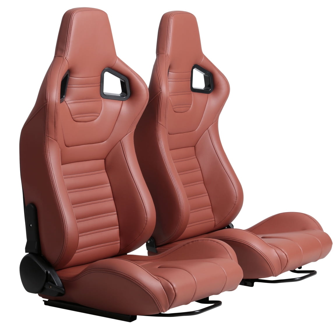 2 Piece Ergonomic Racing Seats with Adjustable Double Slides PVC