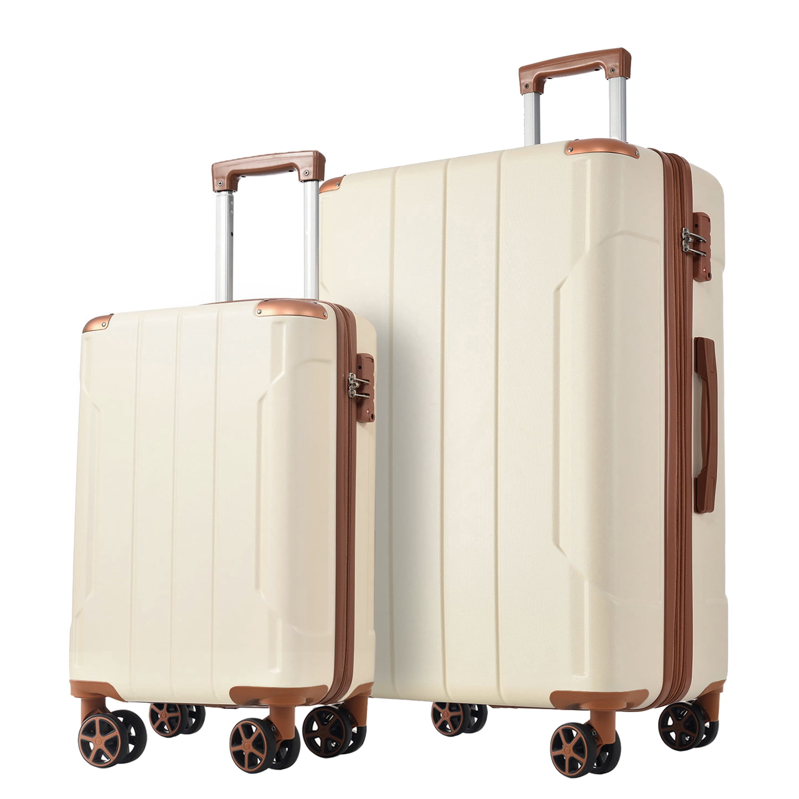 2 Piece Expandable ABS Hardshell Luggage Set, 20" Carry-on & 28" Checked Suitcase with TSA Lock, Double Spinner Wheels for Travel