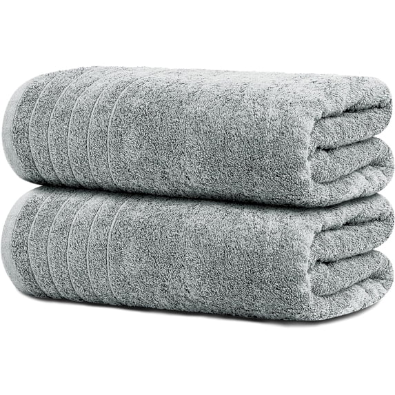 2 Piece Extra Large Bath Sheets Towels 35 x 70 Inches, Cool Grey, 100% ...