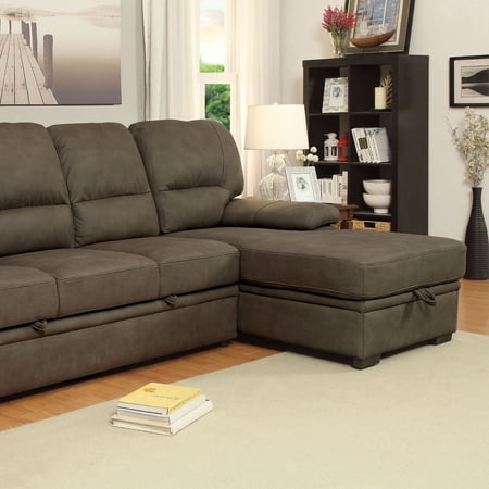 2 Piece Fabric Upholstered Sectional Sofa, Brown