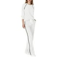 thumbnail image 1 of 2 Piece Fall Outfits Womens Sweatsuits Loose Lounge Casual Long Sleeve Top and Wide Leg Pant Sets with Pockets (2XL, White), 1 of 7