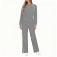 thumbnail image 1 of 2 Piece Fall Outfits Womens Sweatsuits Loose Lounge Casual Long Sleeve Top and Wide Leg Pant Sets with Pockets (S, Gray), 1 of 7