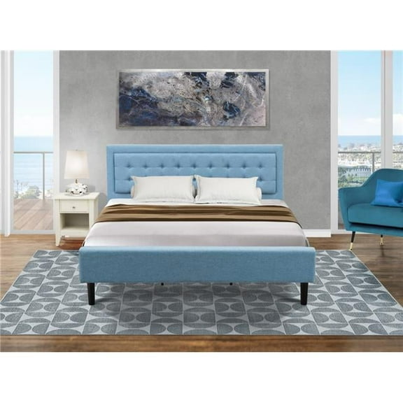 2 Piece Fannin Bedroom Furniture Set - Denim Blue, Black & Wire Brushed Butter Cream