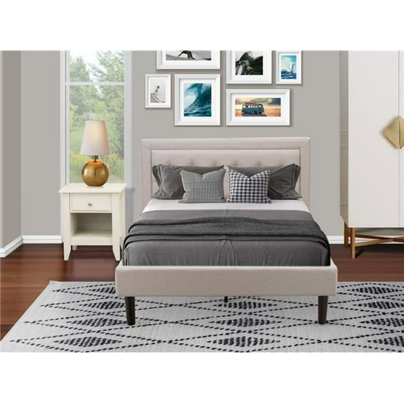 2 Piece Fannin Bedroom Furniture Set - Mist Beige, Black & Antique Walnut