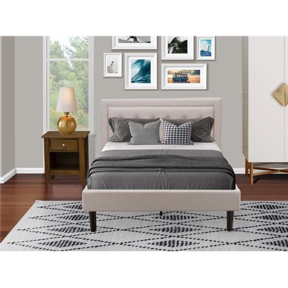 2 Piece Fannin Platform Full Size Bedroom Set - Mist Beige, Black & Antique Walnut