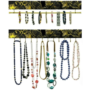 2 Piece Fashion Jewelry Holder Set (Black and Gold Floral)