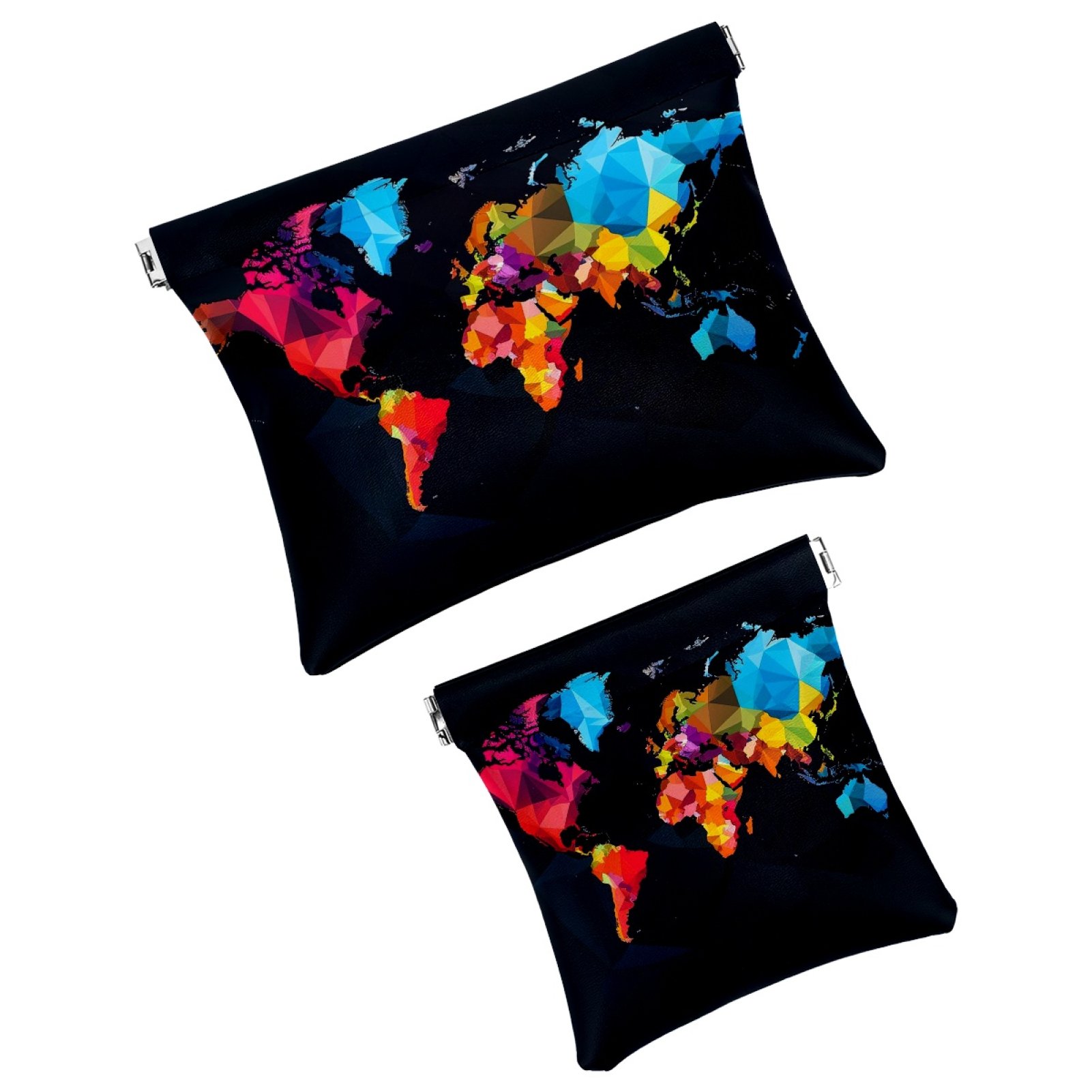 2 Piece Faux Leather Makeup Bag for Purse, Small Makeup Pouch Purse