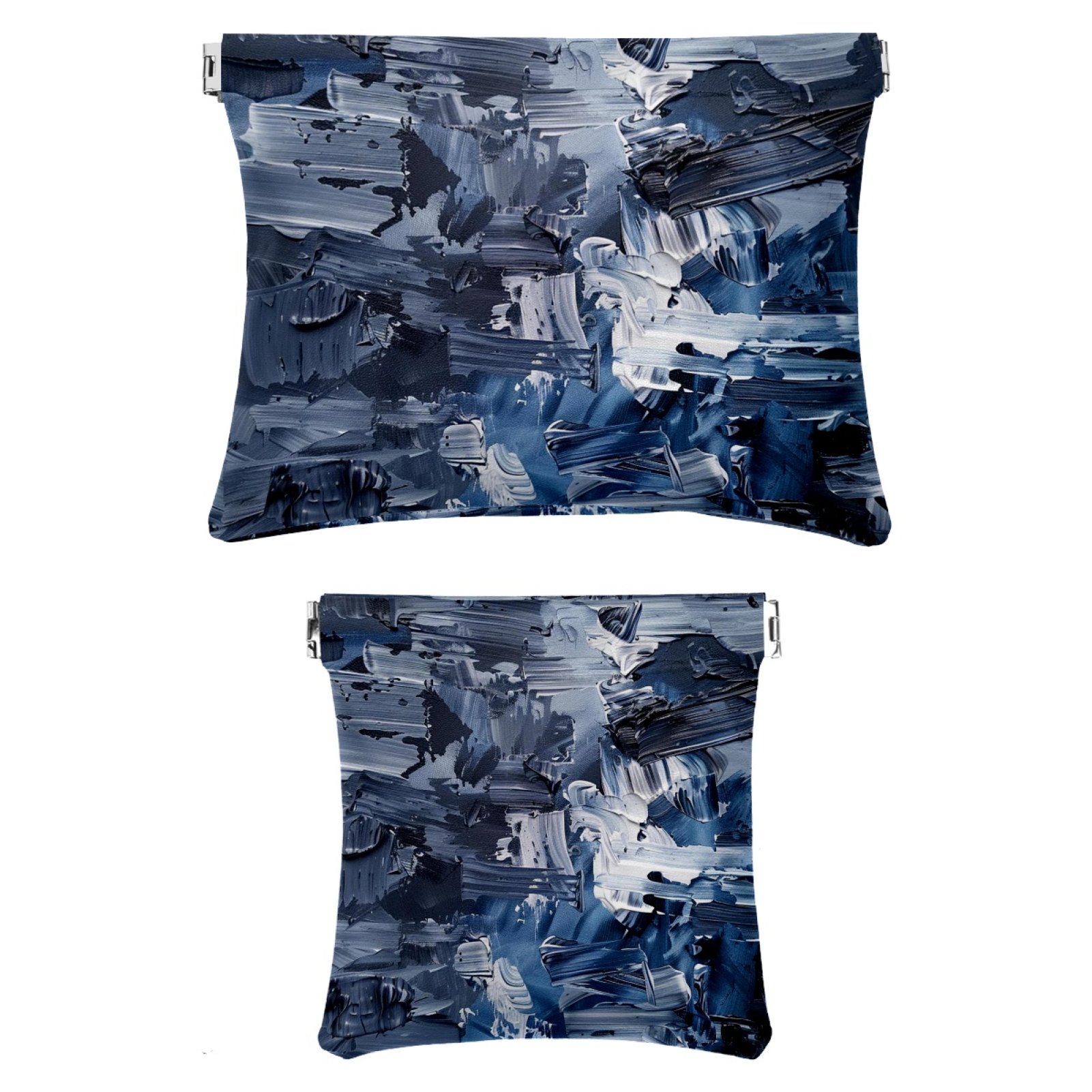 2 Piece Faux Leather Makeup Bag Set, Small Pouches for Purse, Portable