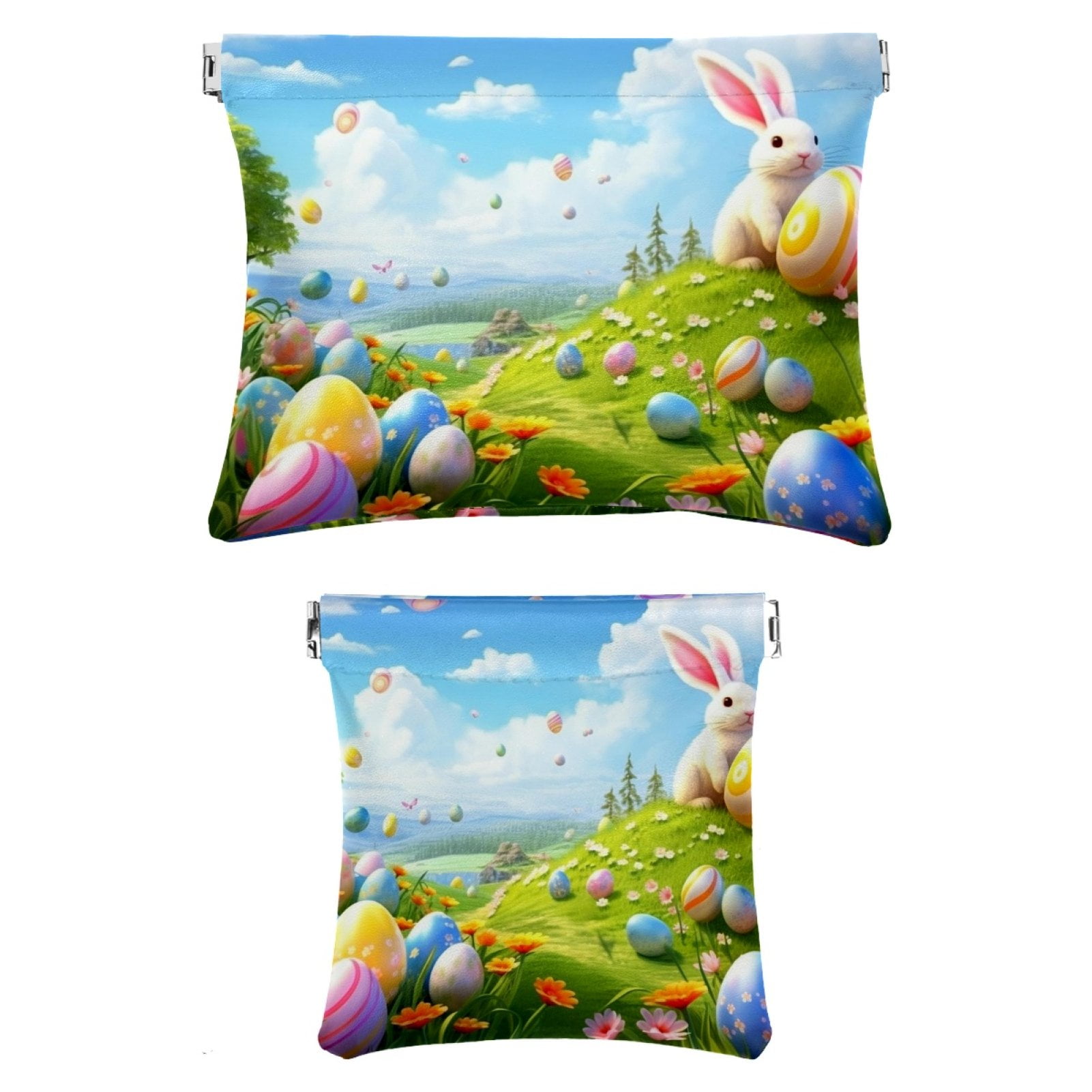 2 Piece Faux Leather Pocket Cosmetic Bag, Small Pouches for Purse