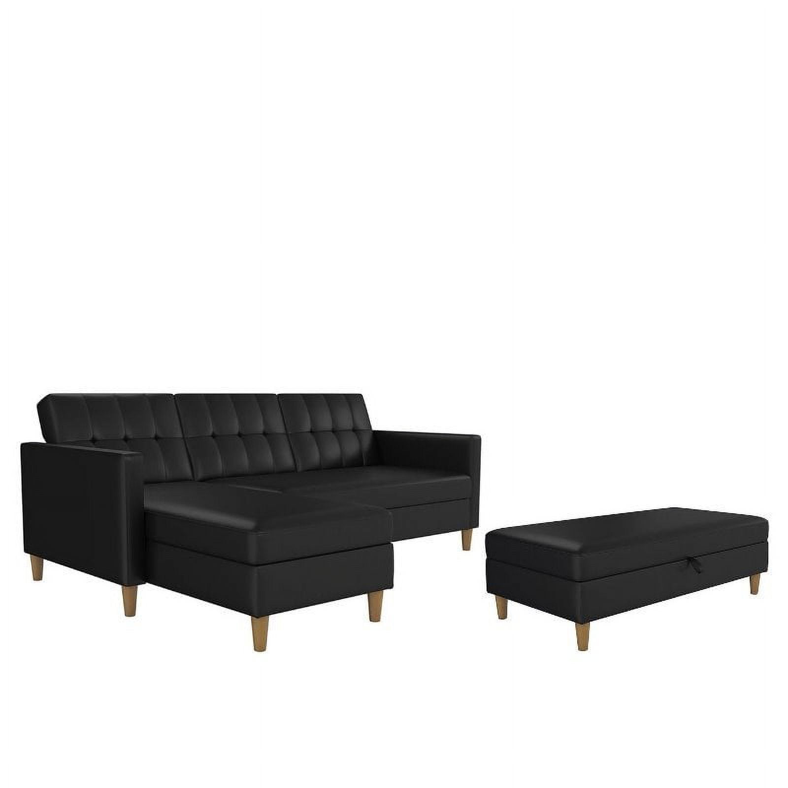 2 Piece Faux Leather Sofa Set in Black