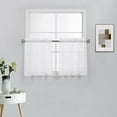 thumbnail image 1 of 2 Piece Faux Linen Privacy Protection Kitchen/Café Curtain Window Treatment Tiers Set, (27"W x 24"L, White), 1 of 5