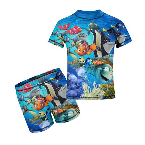 2 Piece Finding Ne-m Bathing Suits Rash Guard Swim Shirts with Shorts Set