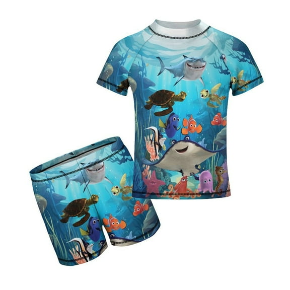 2 Piece Finding Ne-m Bathing Suits Rash Guard Swim Shirts with Shorts Set
