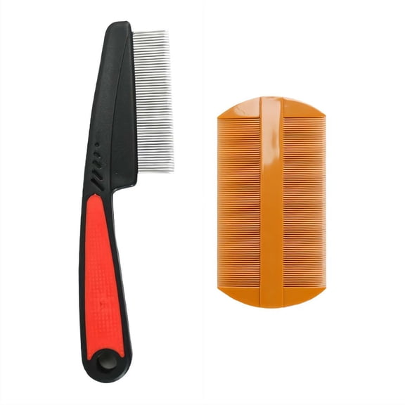 2-Piece Fine Tooth Comb Set, Stainless Steel and Plastic Combs for Scalp Cleansing, Massage & Detangling, Complete Hair Grooming Kit