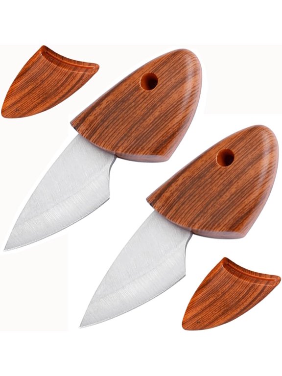 2Piece Fish Shaped Fixed Blade Keychain Pocket Knife with Sheath, EDC Small Utility Knife for Home Camping Hiking Fishing Use