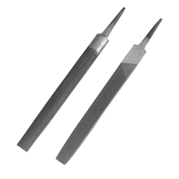 2-Piece Flat & Half Round Medium Cut File, Double Cut Teeth, 6'' Length, Made of High Carbon Steel, Hand File Without Handle Suitable for Wood, Metal, Sharpening, etc.